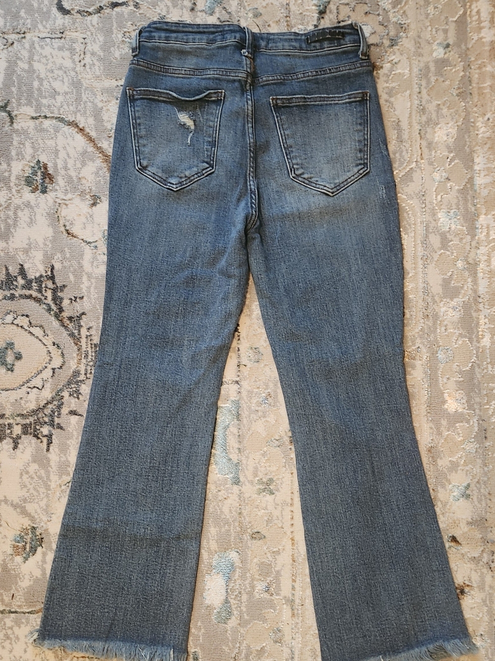 Distressed AnkleFlare Jeans for Women - Blue- Risen Jeans - Picture 2 of 3